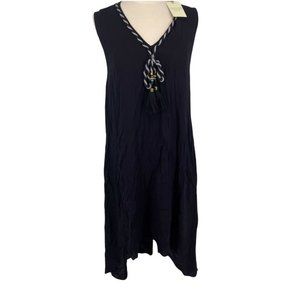 Ella Moon Black Tank Dress Rope Detail on Front Size LG & XL E56